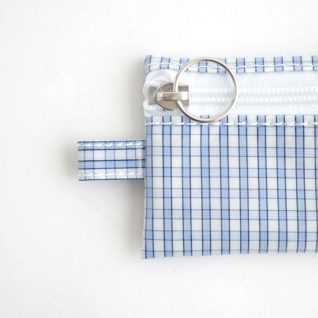 FLAT POUCH MINI #CHECK LT-BLUE [TMB-2352A]