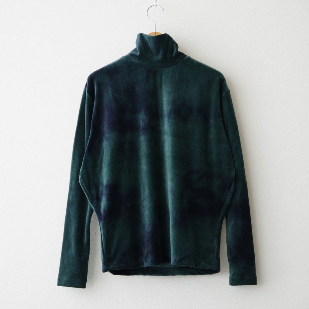 tie-dyed cotton velour high-neck P/O #navy × pine green [WXFL-UW116]