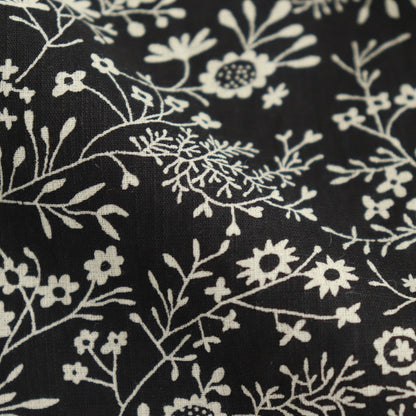 COTTON SLUB SMALL FLOWER PRINT GATHERED SKIRT #9982 BLK (BLACK x BEIGE PRINT) [NSL25574]
