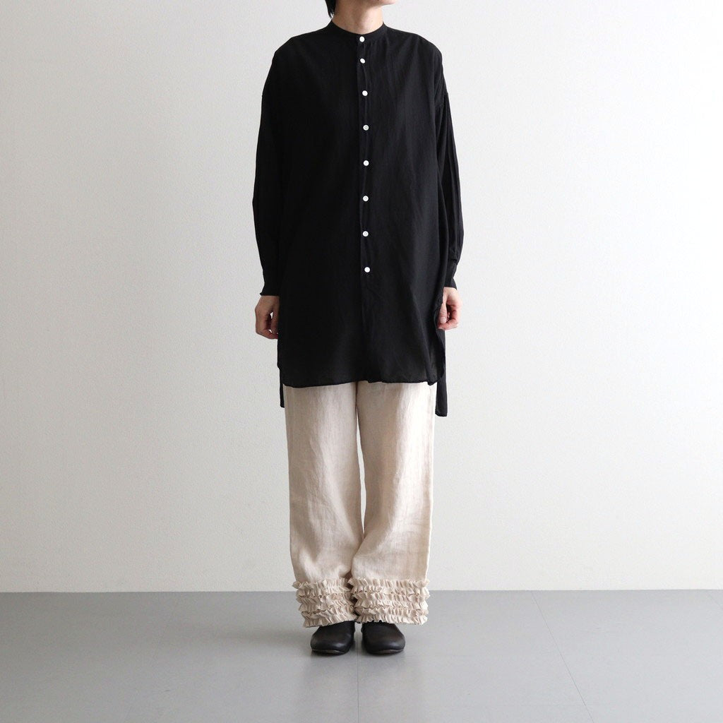 G.D COTTON SILK STAND COLLAR LONG SHIRT #Black [no.7366]