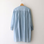 G.D COTTON SILK STAND COLLAR LONG SHIRT #Sax [no.7366]