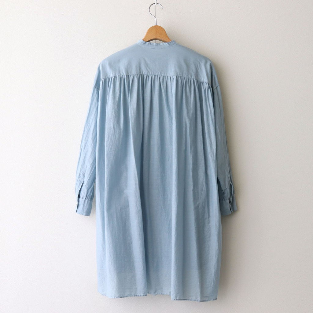 G.D COTTON SILK STAND COLLAR LONG SHIRT #Sax [no.7366]