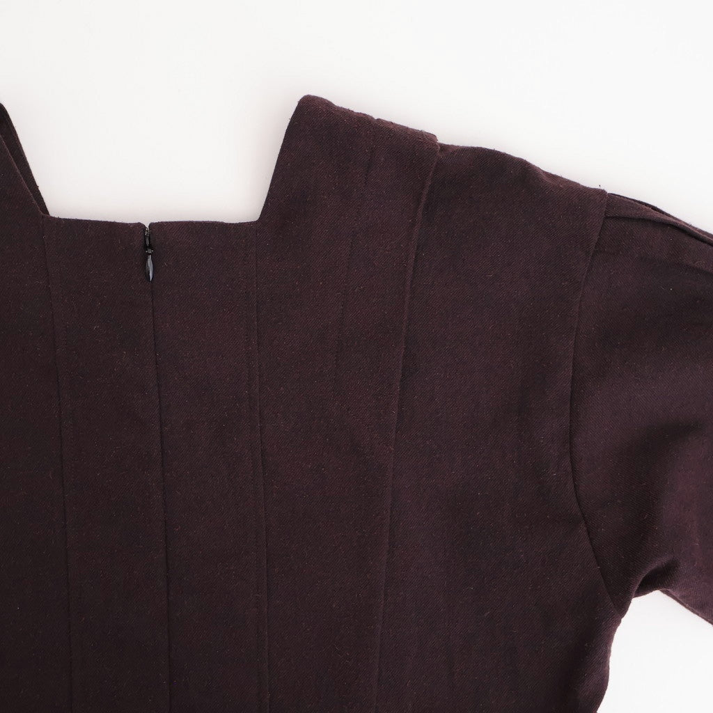 冬の肖像 Square Neck tucked dress #bordeaux [TLF-126-op006-cst]