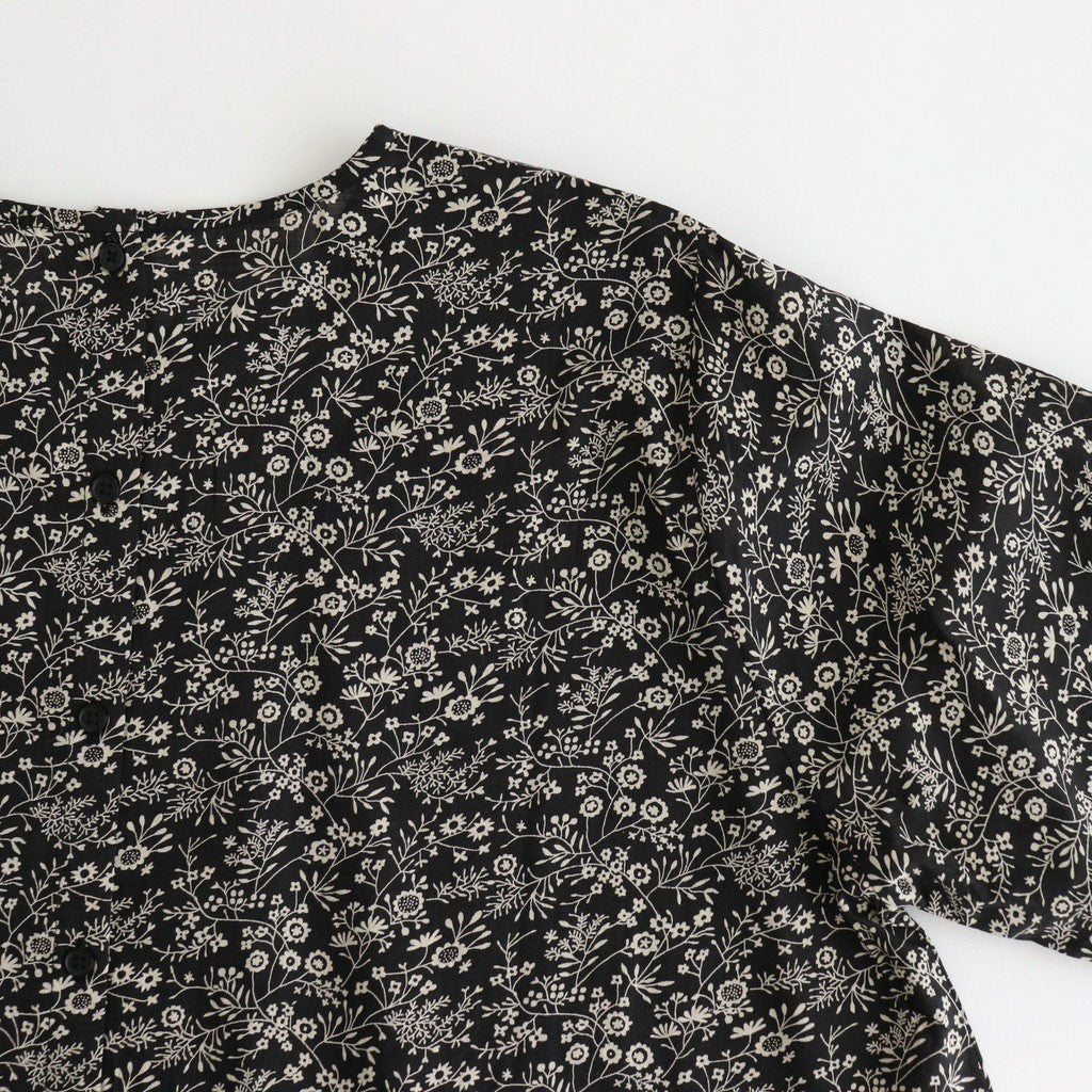 COTTON SLUB SMALL FLOWER PRINT BACK OPENING SMOCK #9982 BLK (BLACK x BEIGE PRINT) [NSL25572]