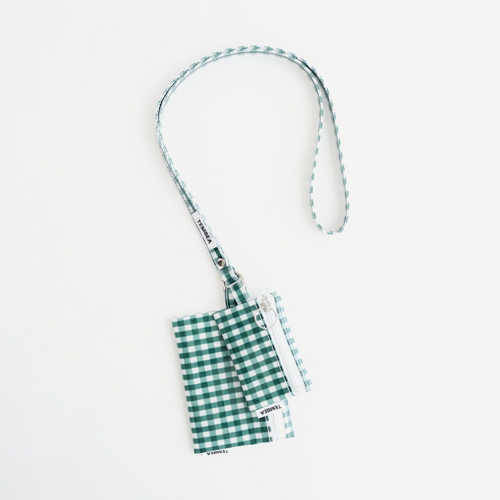 FLAT POUCH MINI #GINGHAM GREEN [TMB-2352A]