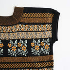 Flower Jacquard Knit Blouse #Black [261807]