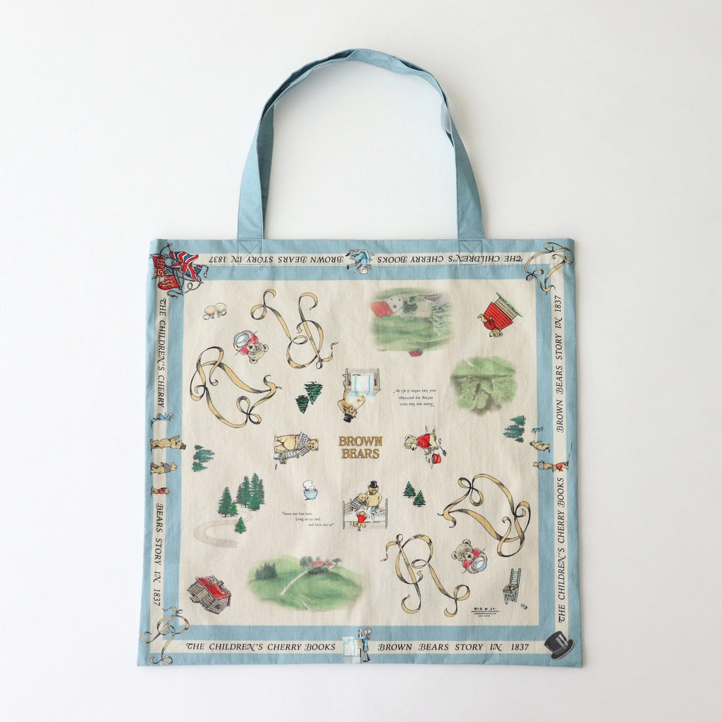 BROWN BEARS PANEL TOTE BAG #Blue Gray [no.7227]