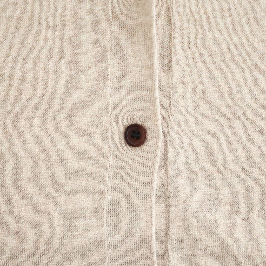 14GG PLAIN STITCH COTTON/NYLON/SILK V-NECK CARDIGAN #8200 LT.BEIGE [NNSL26503]