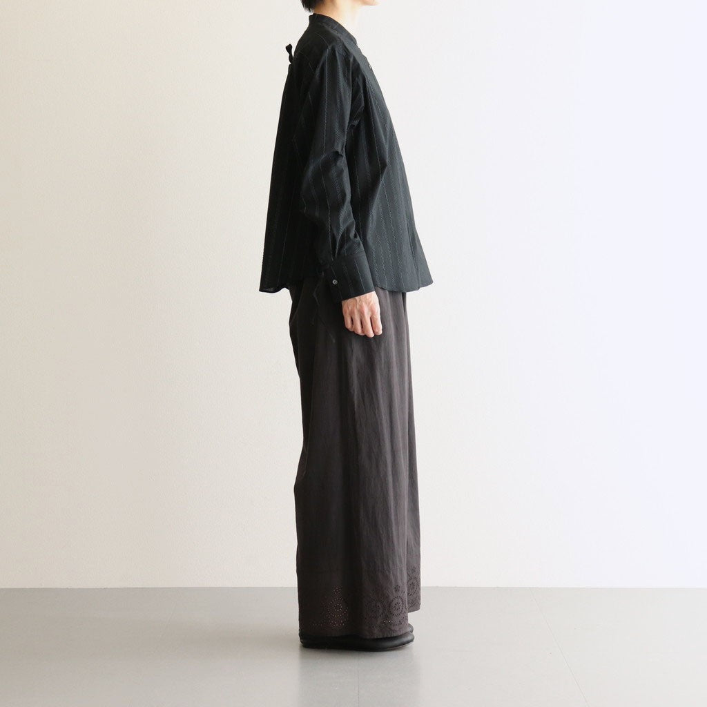 80s VOILE PLAIN WITH CUT WORK LACE EASY PANTS #9900 BLACK [INSL23224]