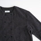 MINI CORDUROY CROSSHATCH PRINT NO COLLAR DOUBLE JACKET #3991 NVY (NAVY/IVORY) [NSL26581]