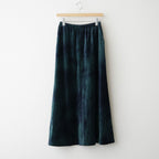 tie-dyed cotton velour flared skirt #navy × pine green [WXFL-UW117]