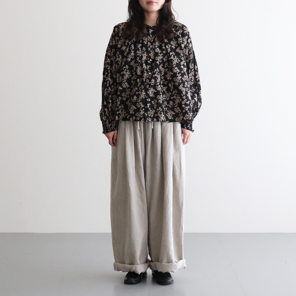 フラワープリント/ナチュラルタイプライター バンドカラーシャーリングBL #021 ウェーブフラワーモカ [PA260BL029]