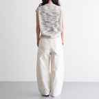 linen & silk melange slub yarn vest #cream melange [WXSP-UW102]