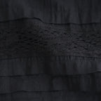 80s COTTON VOILE LACE GATHERED SKIRT #9900 BLACK [NSL26093]