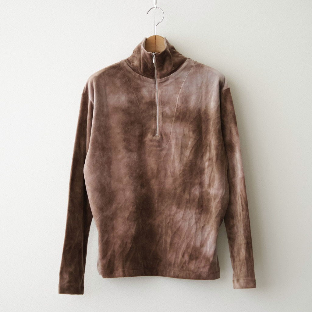 tie-dyed cotton velour high-neck P/O #cocoa brown × gray [WXFL-UW116]