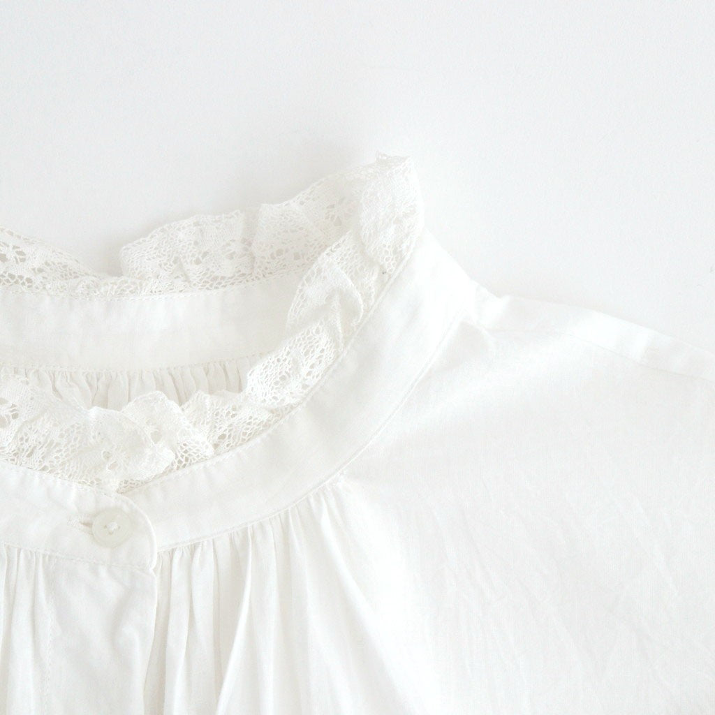 60s COTTON CAMBRIC PLAIN WITH LACE LACE FRILL COLLAR SHIRT #9000 WHITE [NSL26551]