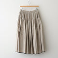 HANDWOVEN HEAVY COTTON PLAIN FLARED SKIRT WITH PINTUCK #8300 BEIGE/BLACK SELVAGE [INMDS25725]