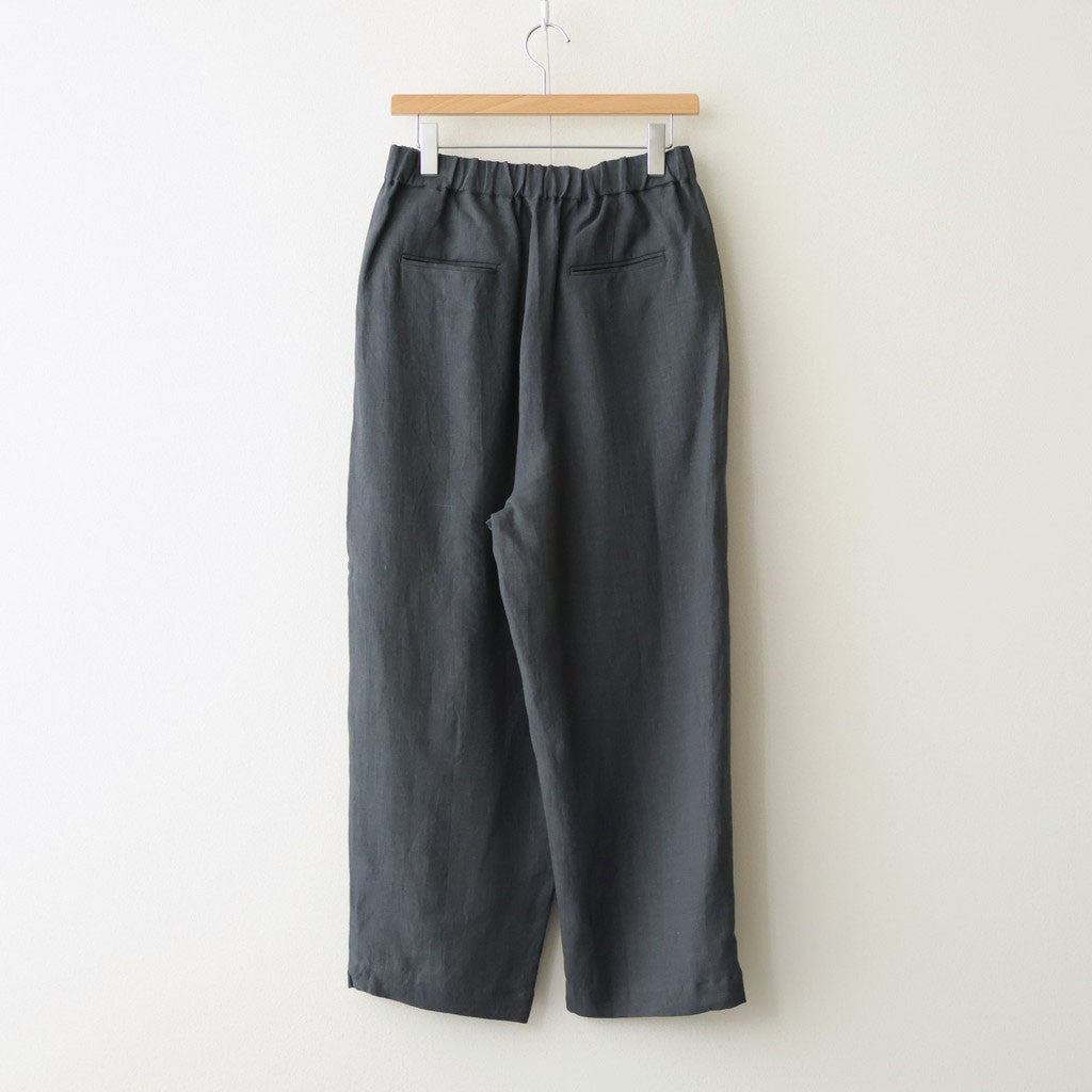 40s FRENCH LINEN DYED CANVAS 2TUCK TAPERED EASY PANTS #9800 CHARCOAL [GNMDS2501FL]