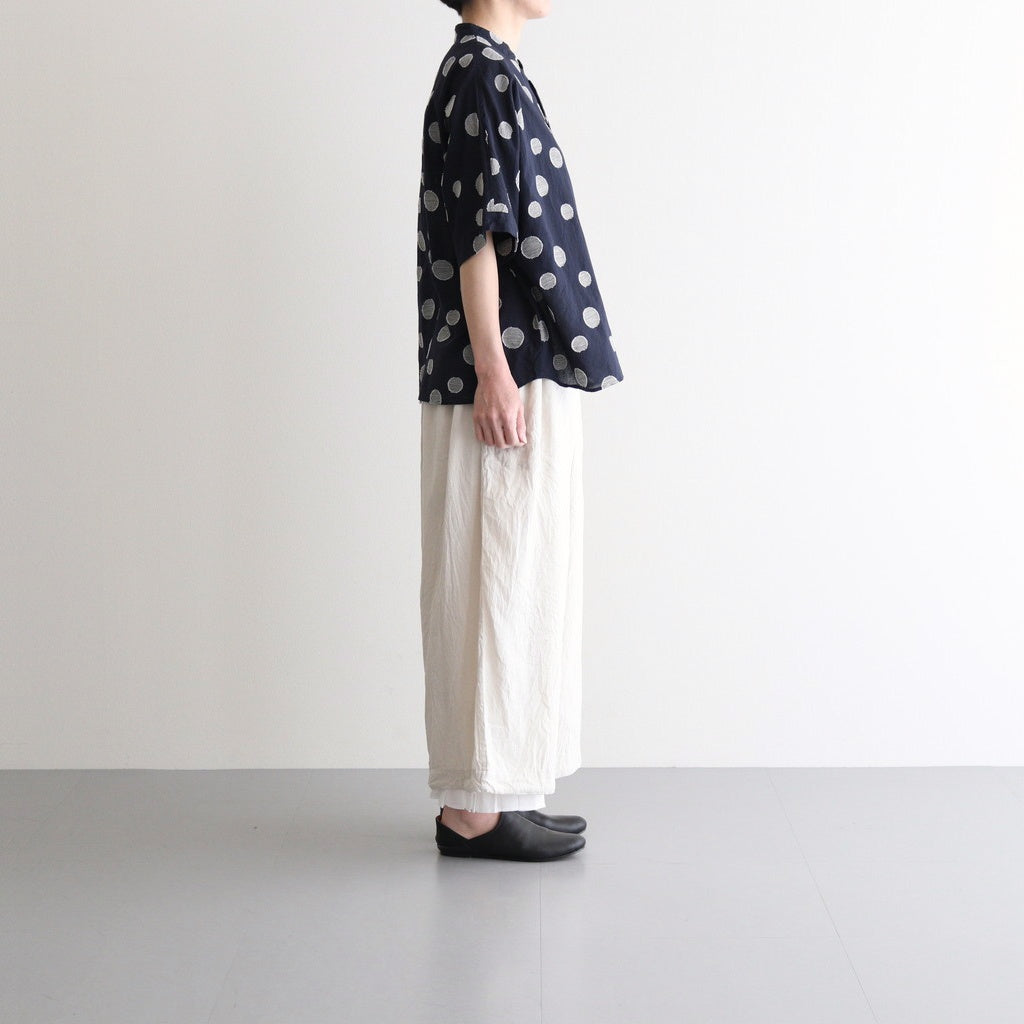 コットンリネンドットジャカードシャツ #クロ×シロドット [US242SH024]