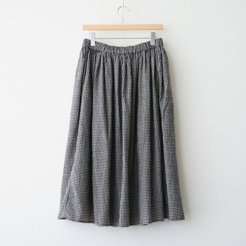 BOILE WOOL SMALL GINGHAM CHECK GATHERED SKIRT WITH LINING #9981 BLK (BLACK/ECRU SAND CHECK) [NMDS26585]