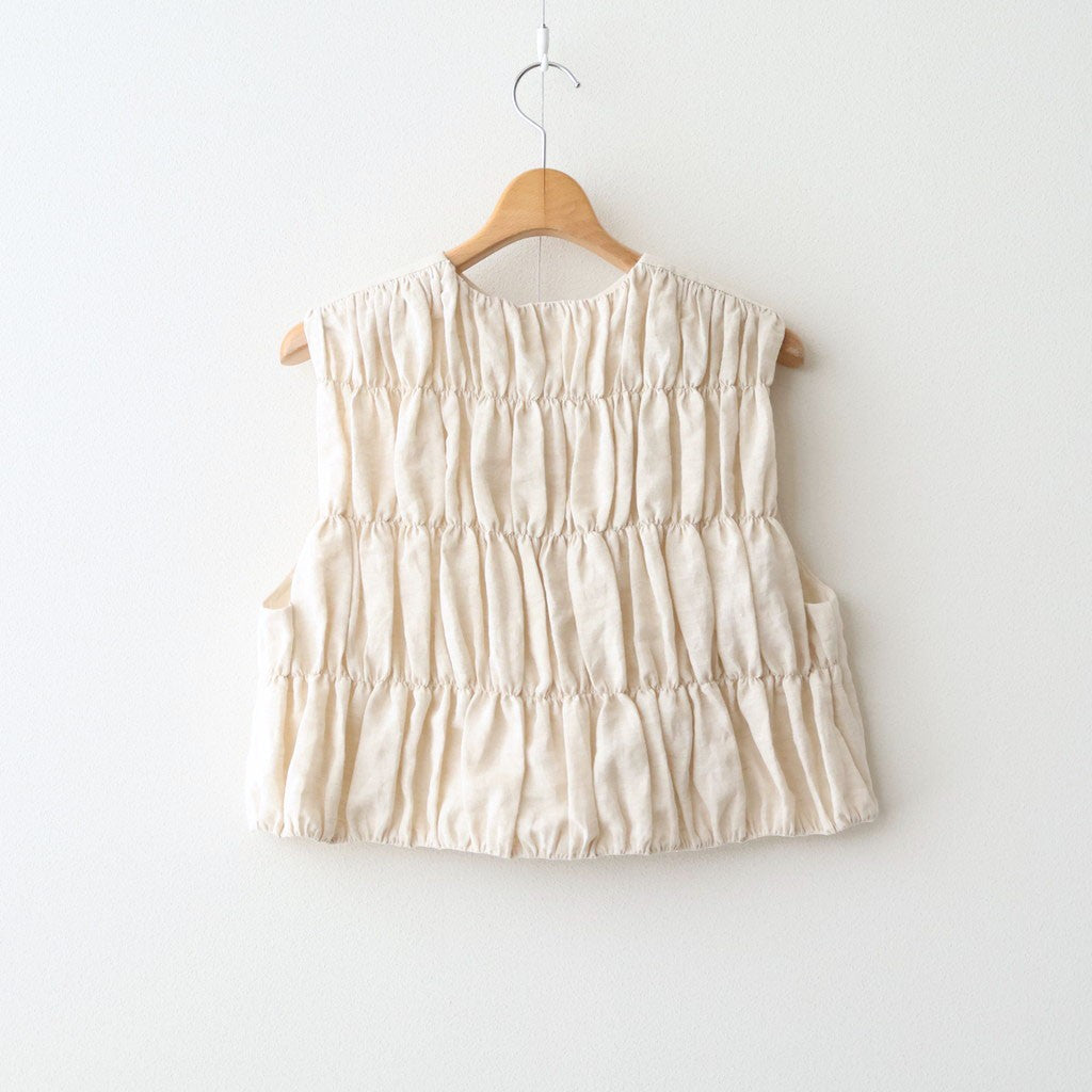 SHIRRING VEST #Amtique White [no.8003]