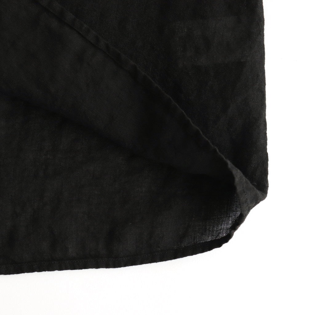 LINEN HEMP SMOCK BLOUSE #Black [no.7421]