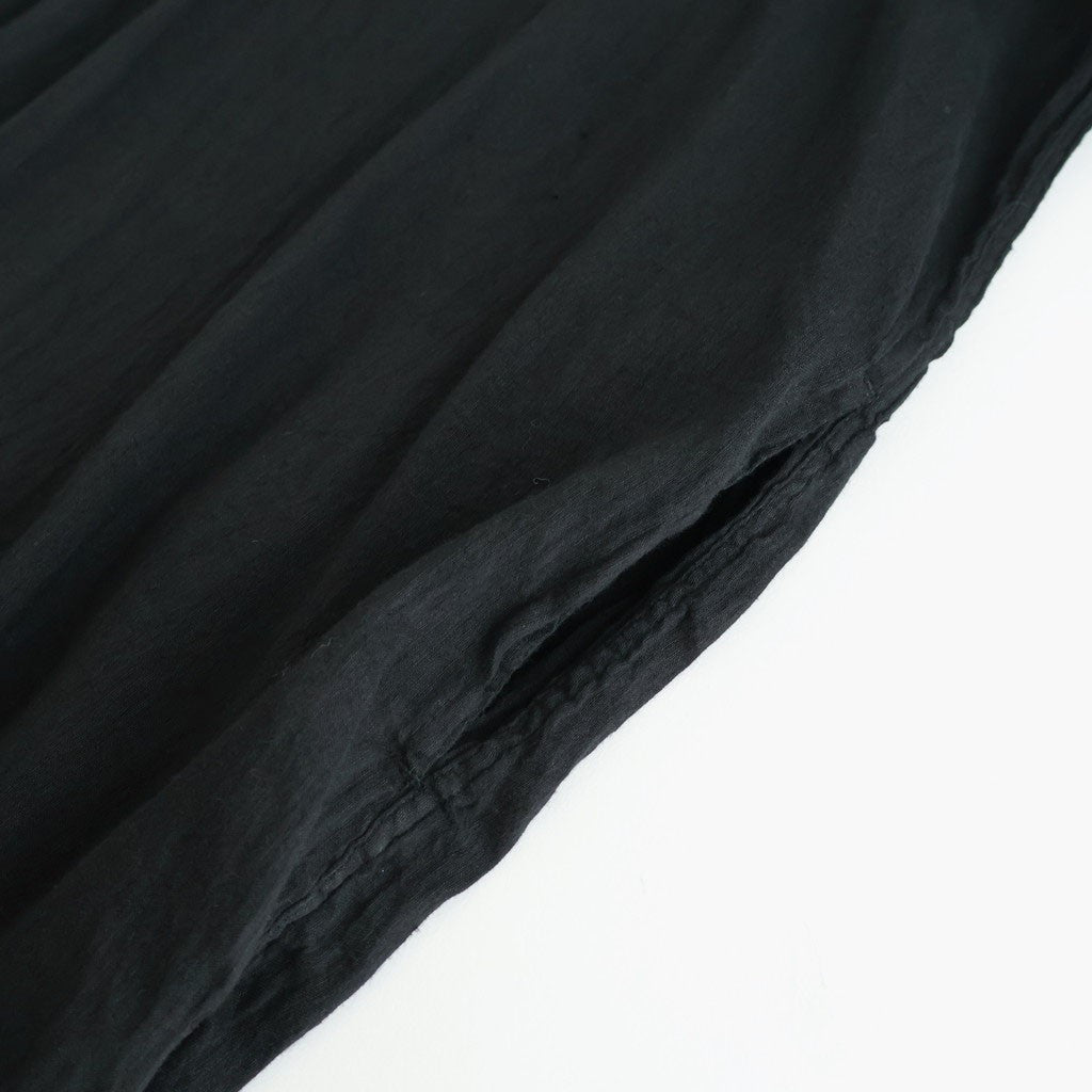 60s AUTOLOOM LINEN/COTTON PLAIN OVERDYE BACK OPENING CREW-NECK SHIRTS DRESS WITH MINI PINTUCK #9900 BLACK [INMDS26011D]