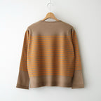 Stripe Long-sleeved Tee #Beige x Orange [Oni068]