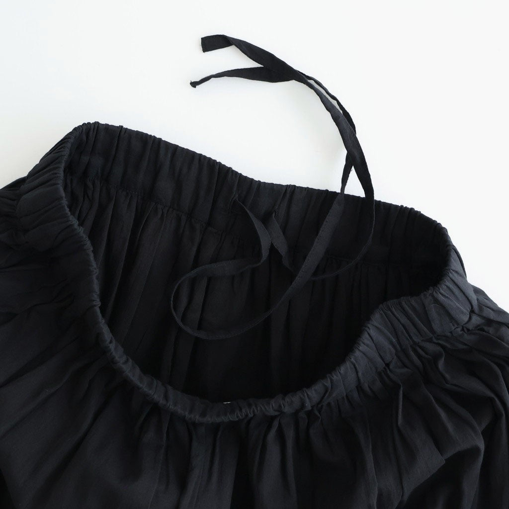 80s COTTON VOILE LACE GATHERED SKIRT #9900 BLACK [NSL26093]