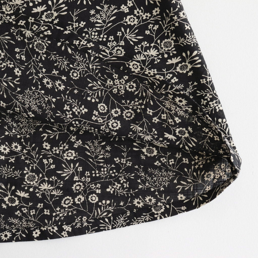 COTTON SLUB SMALL FLOWER PRINT BACK OPENING SMOCK #9982 BLK (BLACK x BEIGE PRINT) [NSL25572]