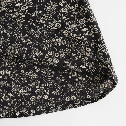 COTTON SLUB SMALL FLOWER PRINT BACK OPENING SMOCK #9982 BLK (BLACK x BEIGE PRINT) [NSL25572]