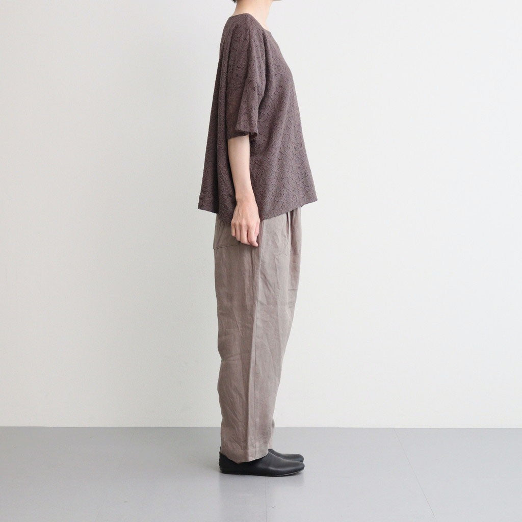 VOILE TULLE LACE S/SL SMOCK WITH COTTON VOILE #9700 CHARCOAL [NSL25051]
