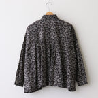COTTON SLUB SMALL FLOWER PRINT FRILL COLLAR SHIRT WITH GATHER #9982 BLK (BLACK x BEIGE PRINT) [NSL25571]