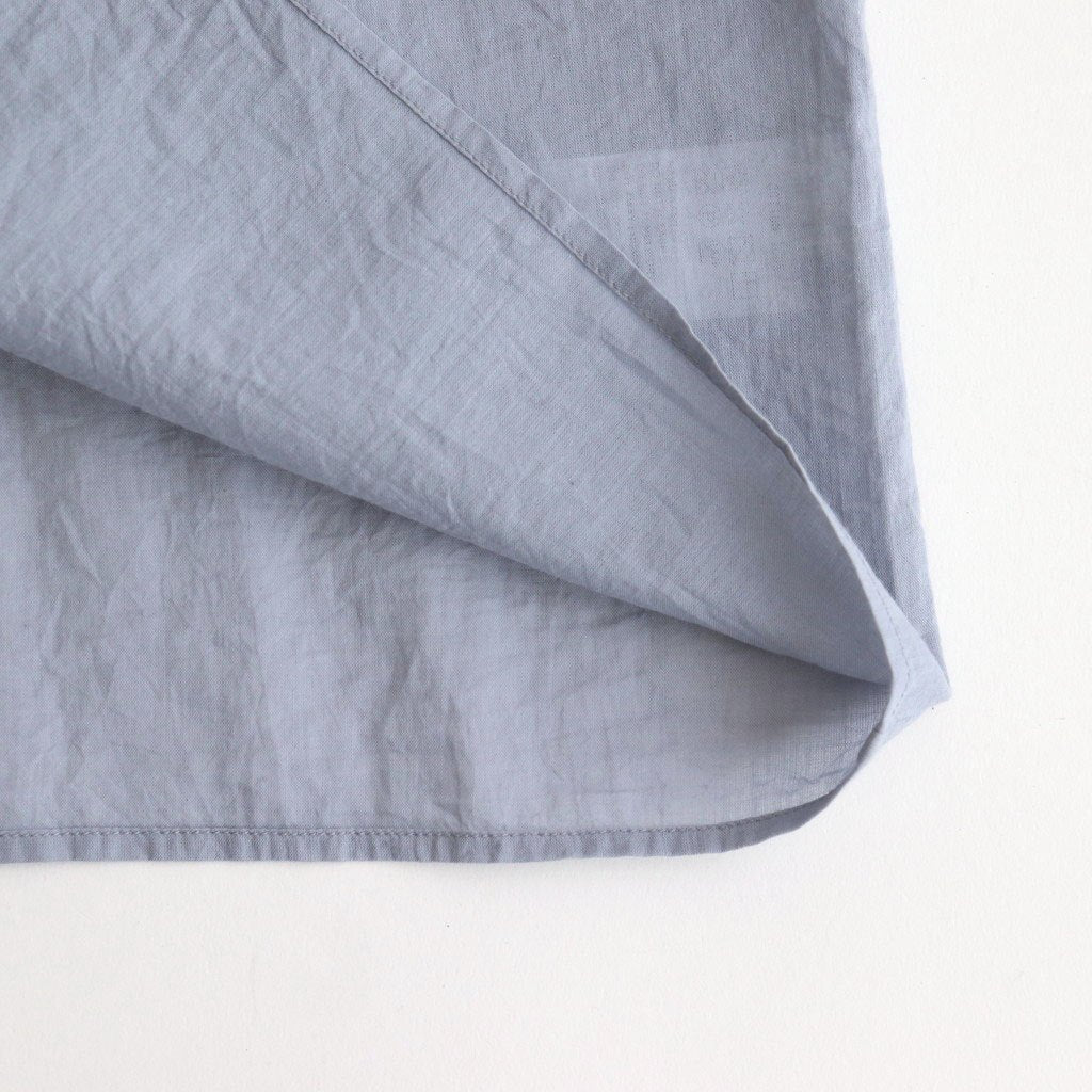 80s COTTON VOILE PLAIN BANDED COLLAR FRENCH/SL PINTUCK SHIRT #3300 SAX BLUE [NSL25042]