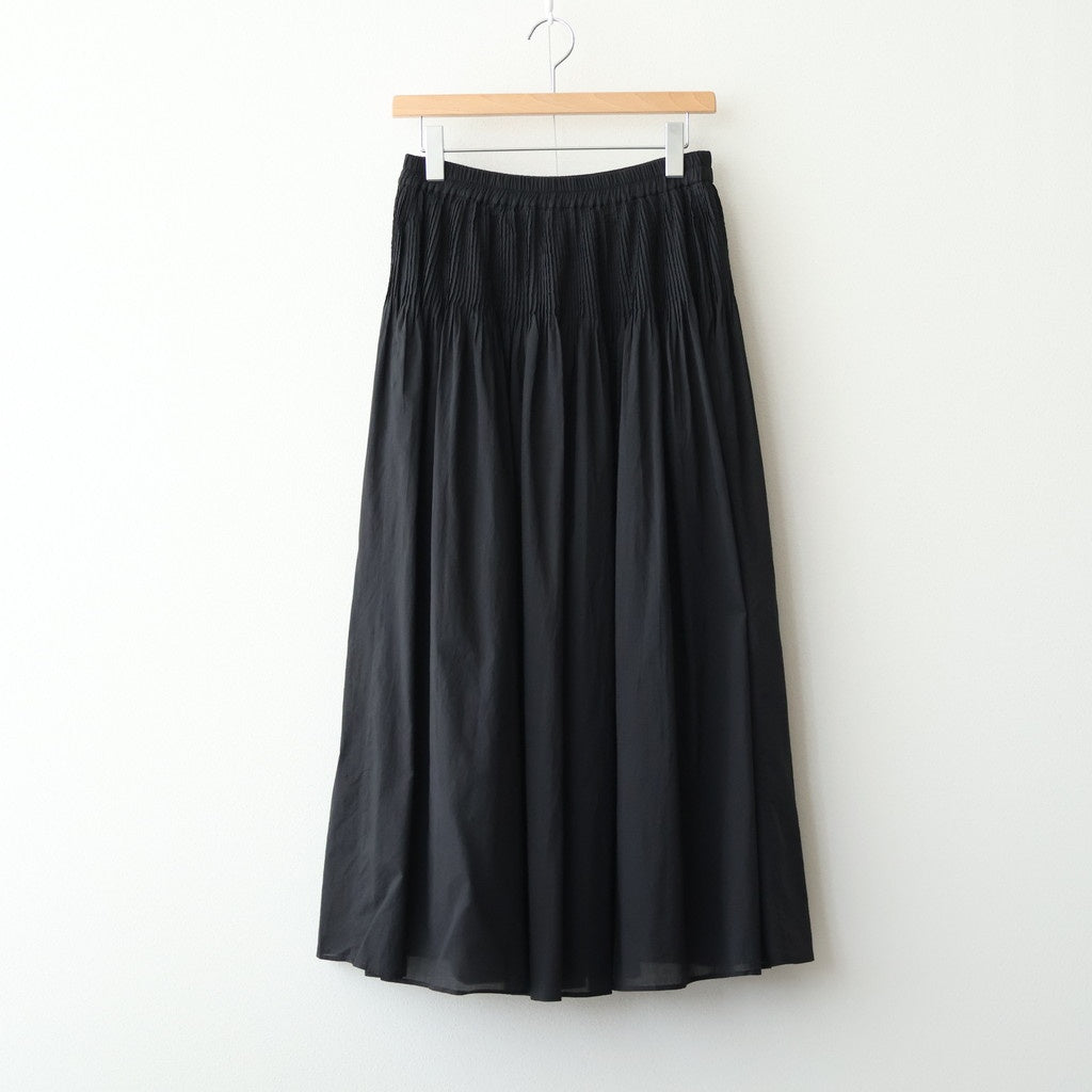 80s ORGANIC COTTON VOILE MINI PINTUCK FLARED SKIRT #9900 BLACK [NMDS26245]