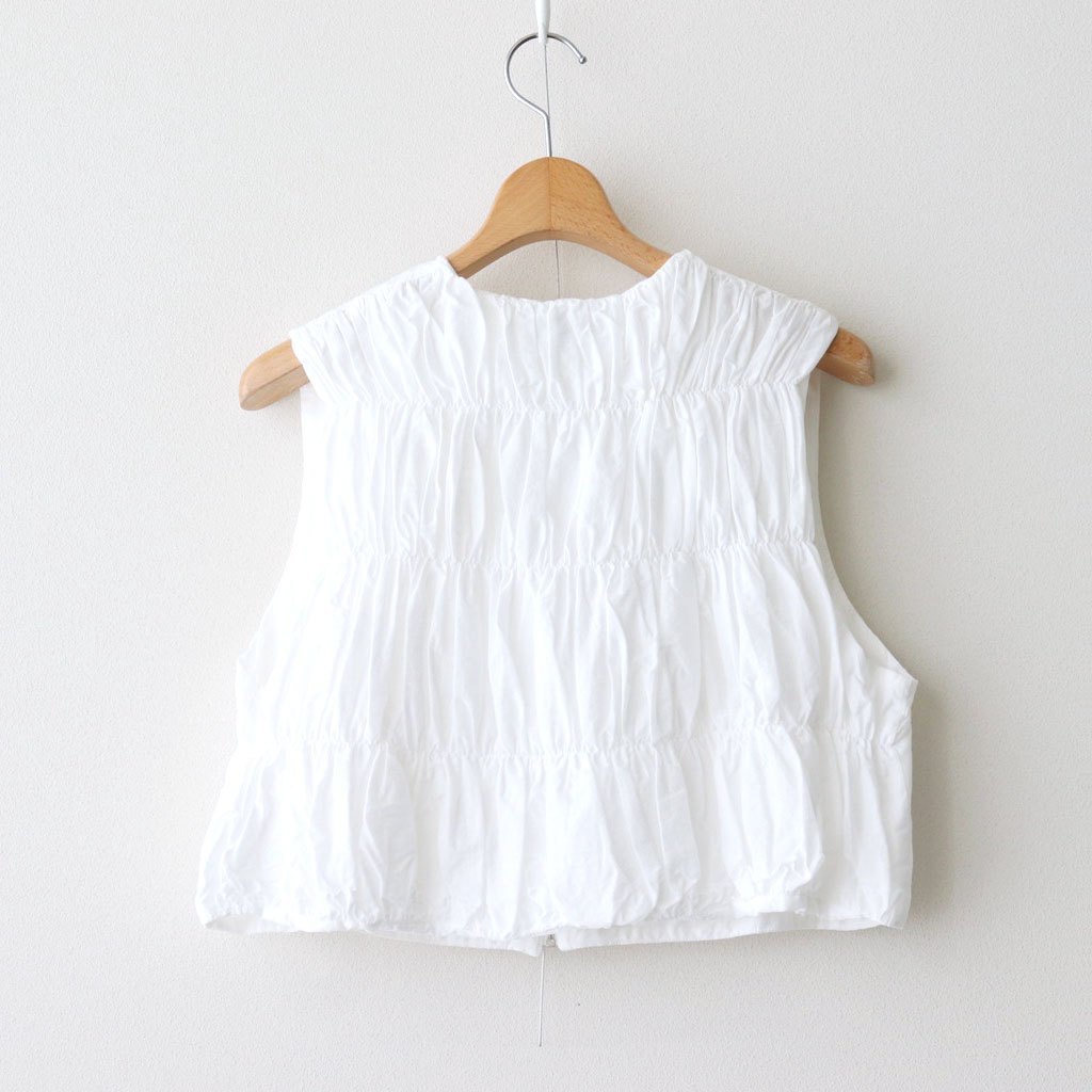 GARMENT DYE LAWN SHIRRING VEST #White [no.7521]