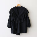 日日夜夜：Wide lace collar smock blouse #black [13251-05107]
