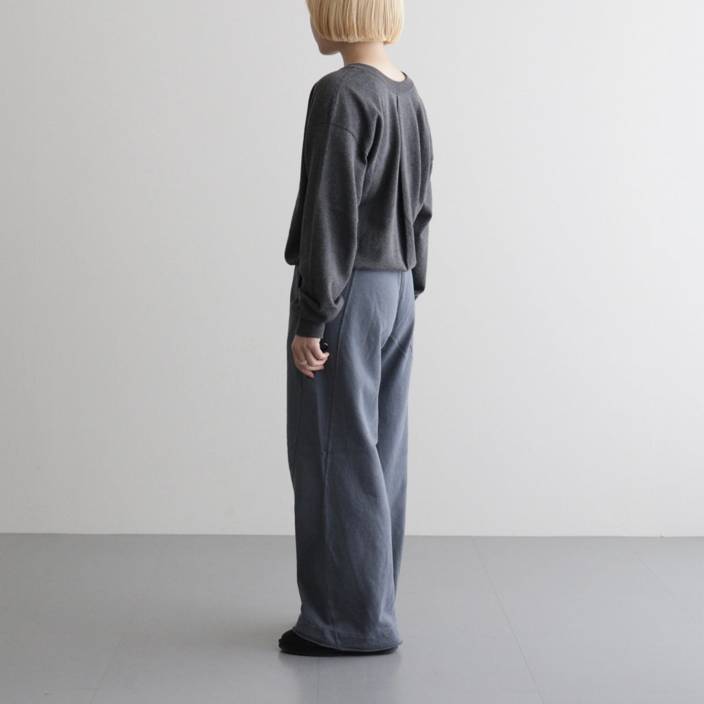 cotton open-end yarn terry wide sweat pants #steel blue [WXSP-UW120]