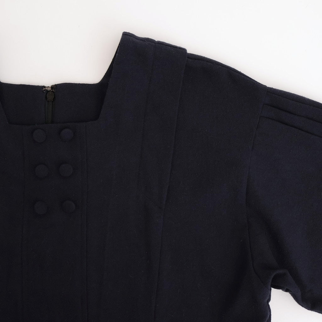 冬の肖像 Square Neck tucked dress #black [TLF-126-op006-cst]