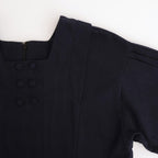 冬の肖像 Square Neck tucked dress #black [TLF-126-op006-cst]