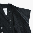 ⼼の花苑 Open-collar cropped overshirt #black [TLF-226-SH007-ec]