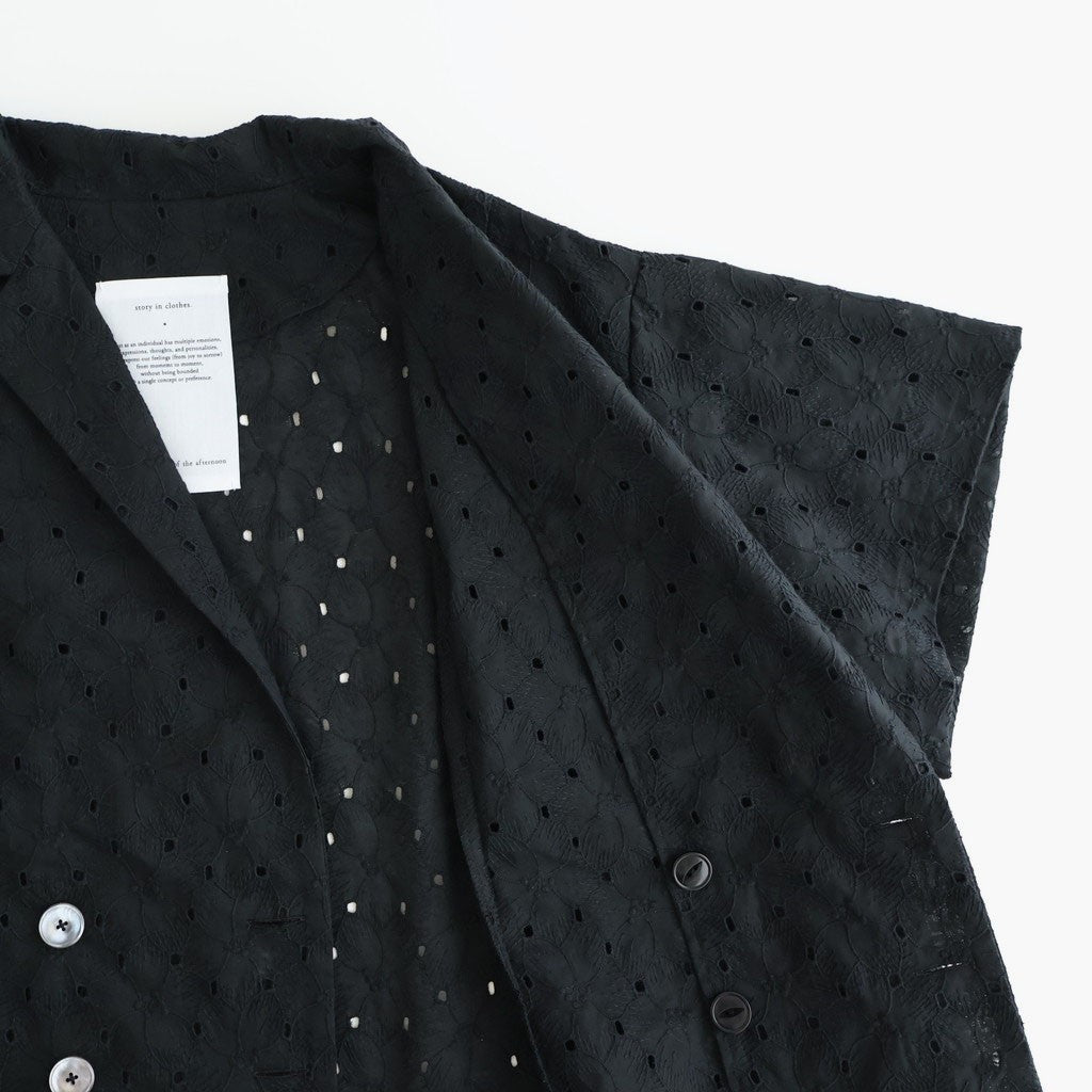⼼の花苑 Open-collar cropped overshirt #black [TLF-226-SH007-ec]