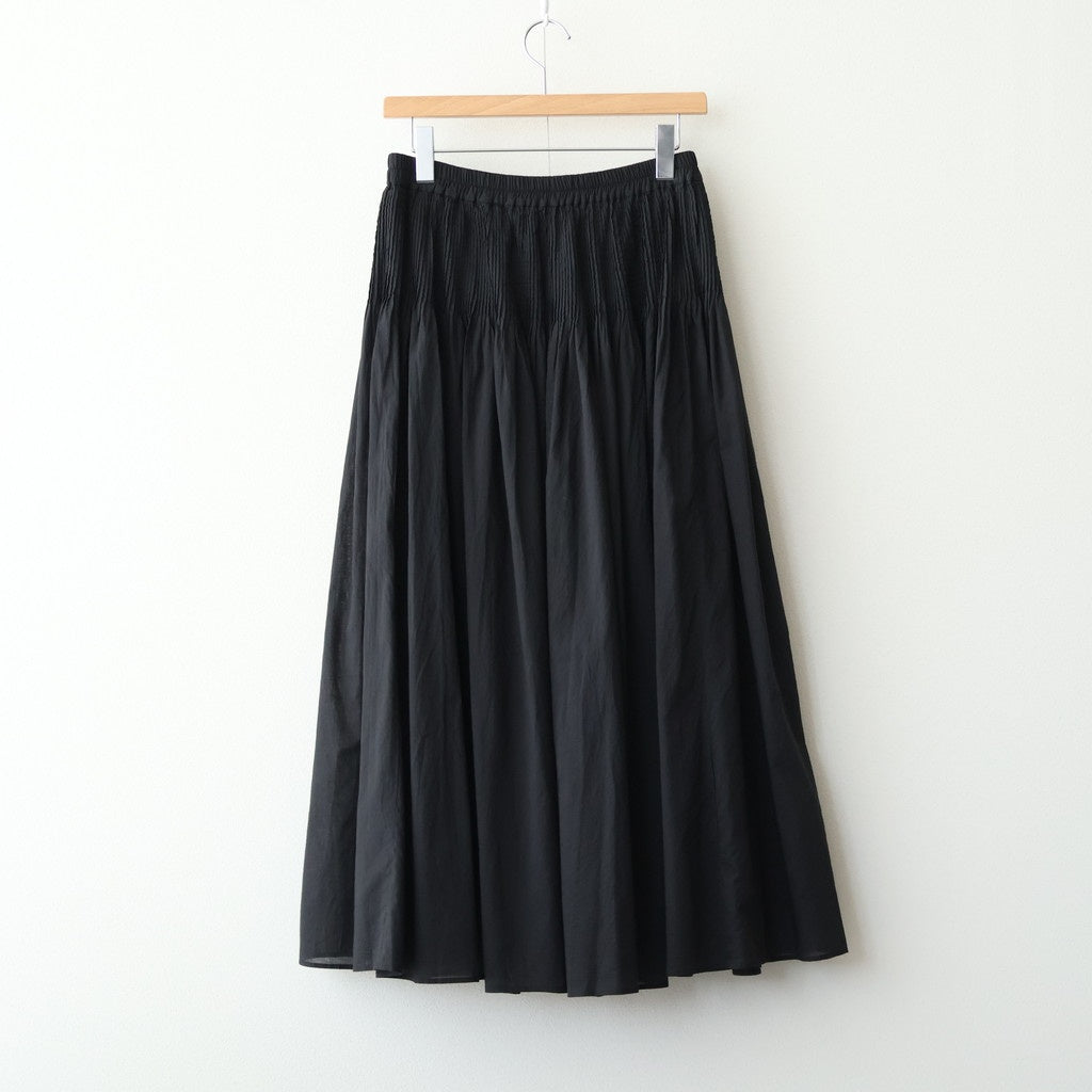 80s ORGANIC COTTON VOILE MINI PINTUCK FLARED SKIRT #9900 BLACK [NMDS26245]