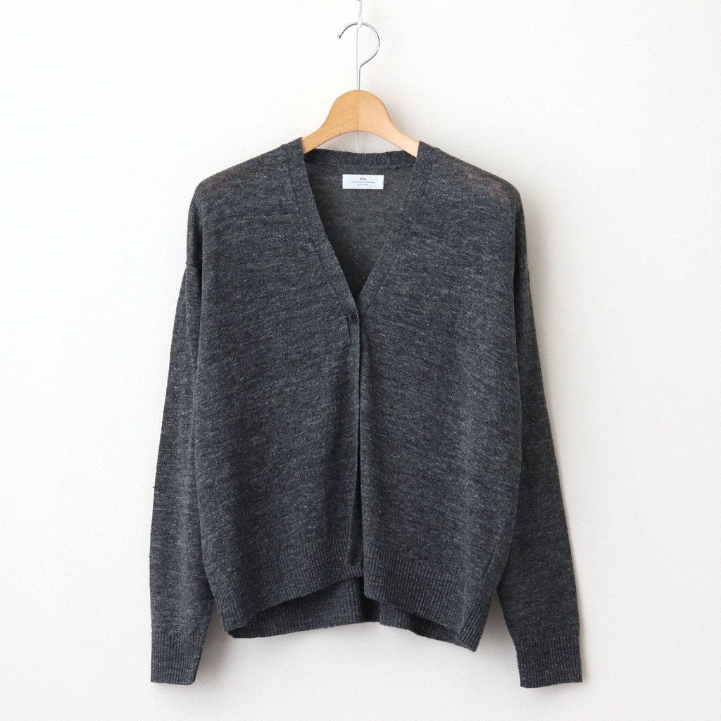 12GG 1PLY LINEN PLAIN V-NECK 1 BUTTON CARDIGAN #9800 CHARCOAL [GNSL23302]