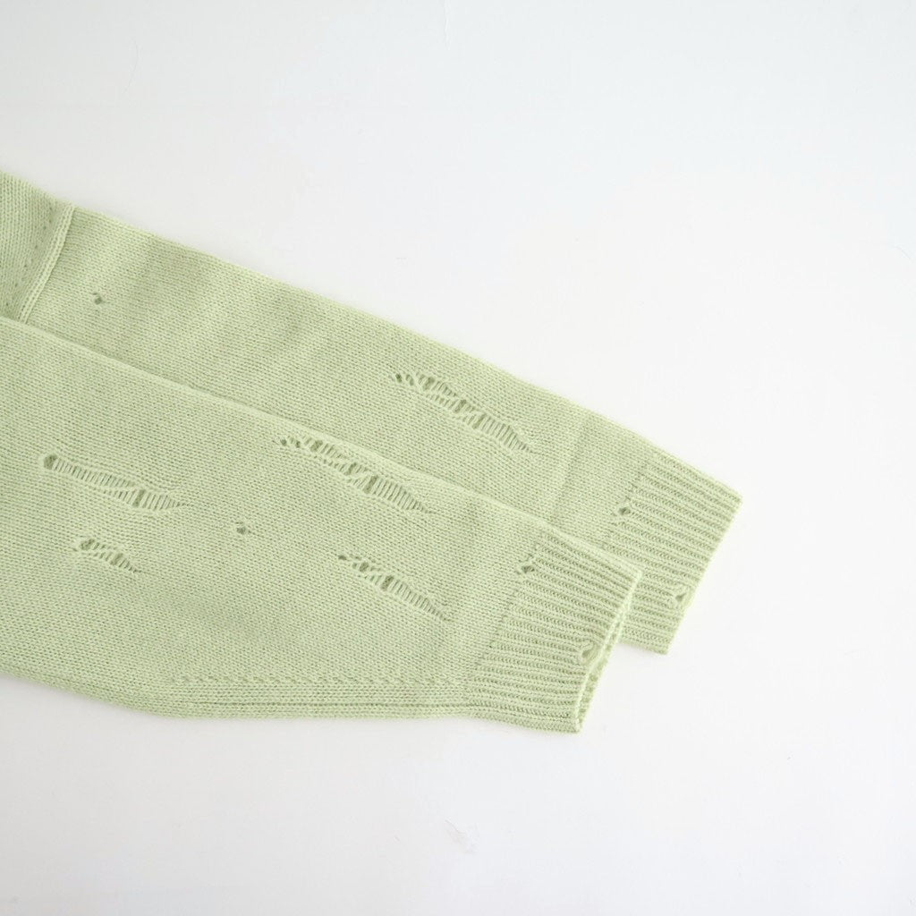 royal baby alpaca damage pattern-knit P/O #light melon green [WXFL-UW130]