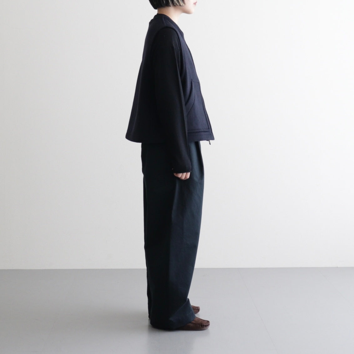 【 LONDON TRADITION × UNFIL 】wool blend double face zip-up vest #navy [WVFL-UW133]