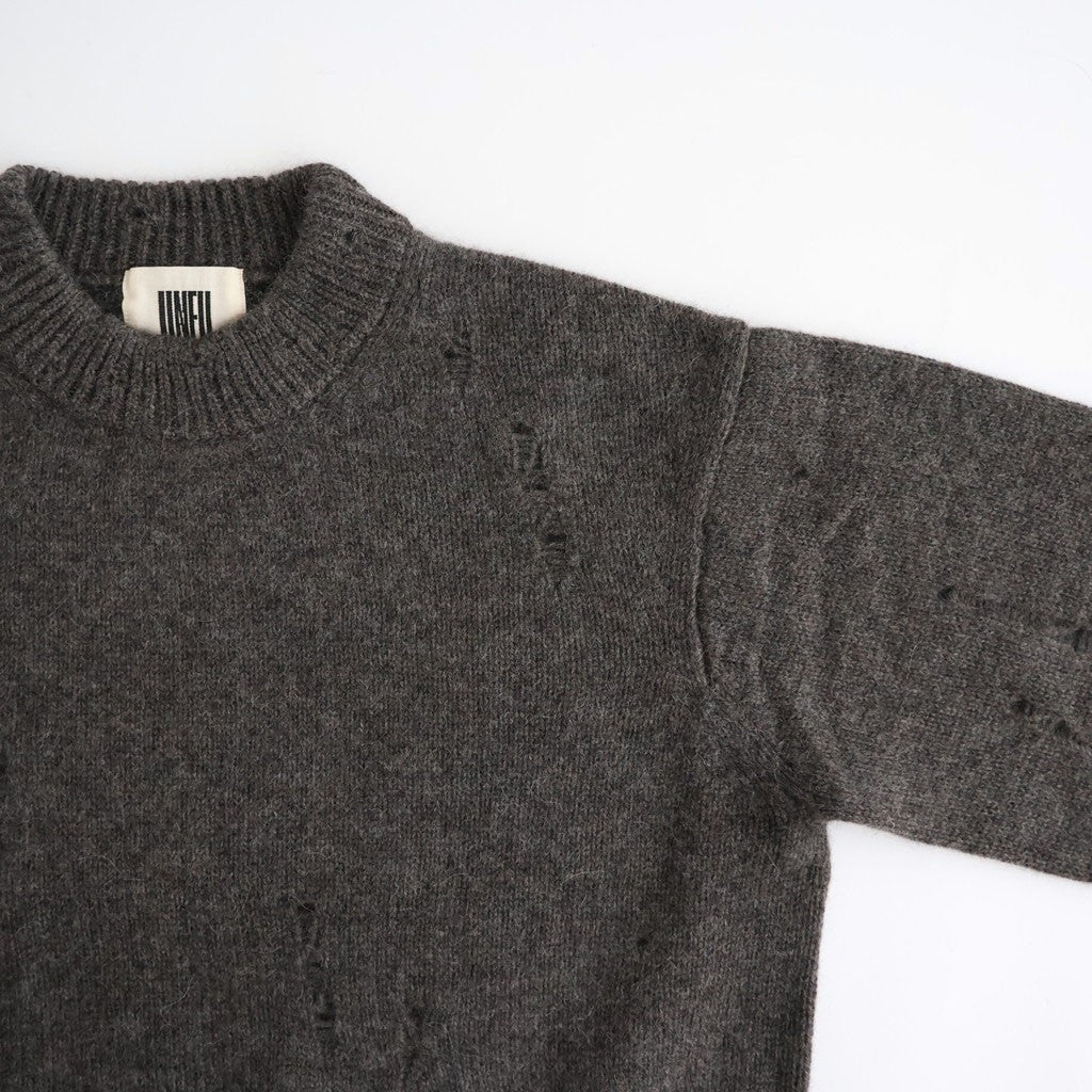 royal baby alpaca damage pattern-knit P/O #melange dark brown [WXFL-UW130]