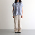 80s COTTON VOILE PLAIN BANDED COLLAR FRENCH/SL PINTUCK SHIRT #3300 SAX BLUE [NSL25042]
