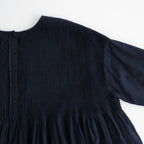 80s ORGANIC VOILE STRIPE (OVERDYE) CREW-NECK 3/4 SL SHIRT WITH MINI PINTUCK #3960 MARINE [NMDS26511D]