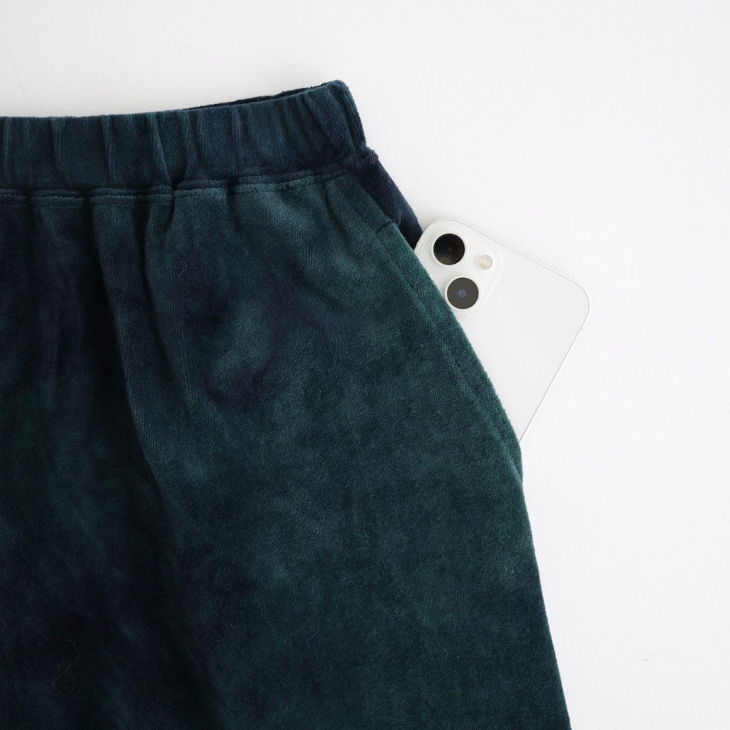 tie-dyed cotton velour flared skirt #navy × pine green [WXFL-UW117]